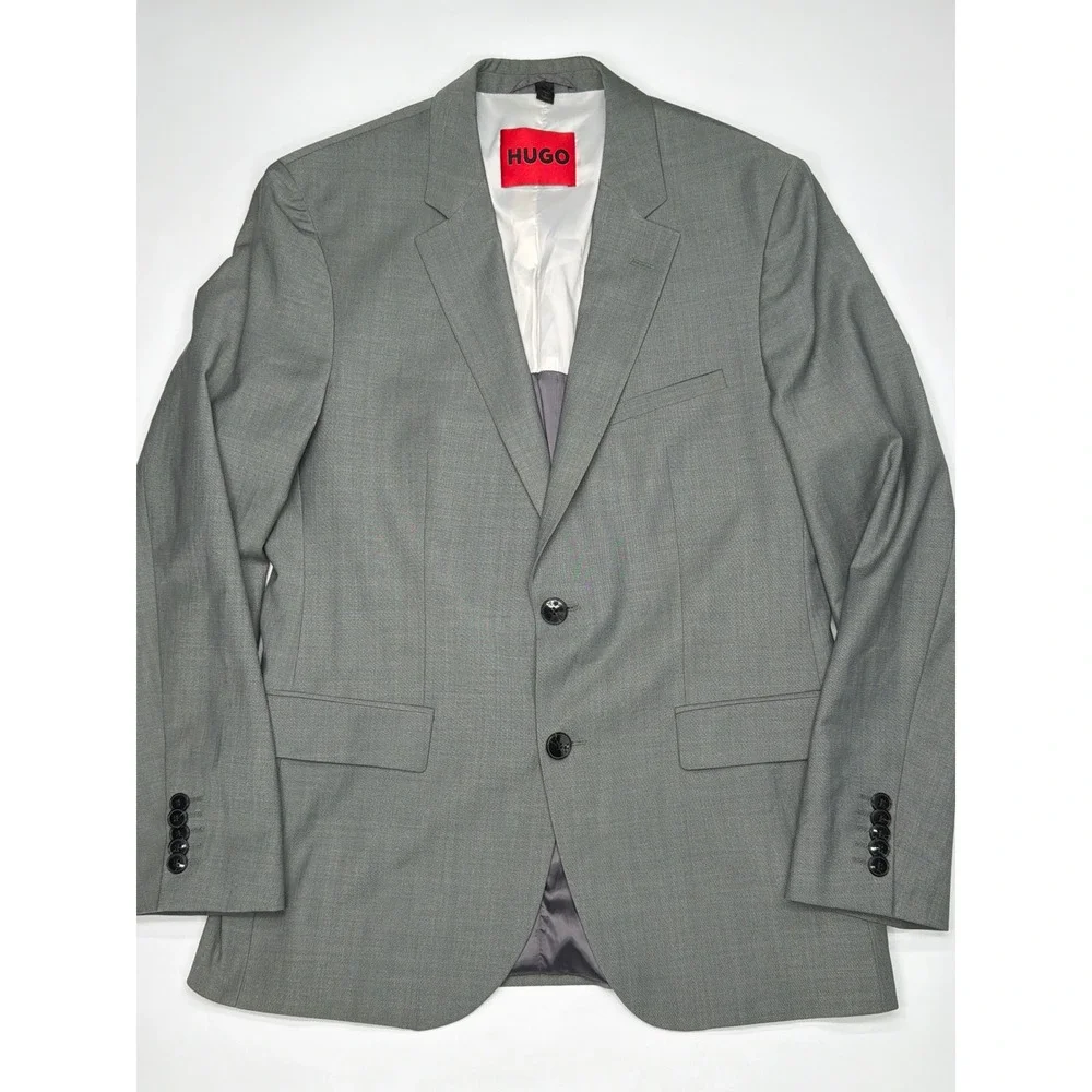 HUGO BOSS Men's Grey Wool Blend Two Button Blazer Sport Coat Size 36R‎